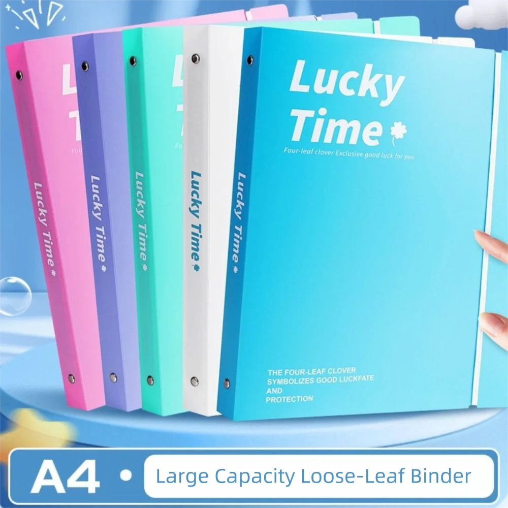 

Color PP A4 File Folder 3 Hole Dustproof Data Folder Waterproof Large Capacity Document Display Book Document Storage