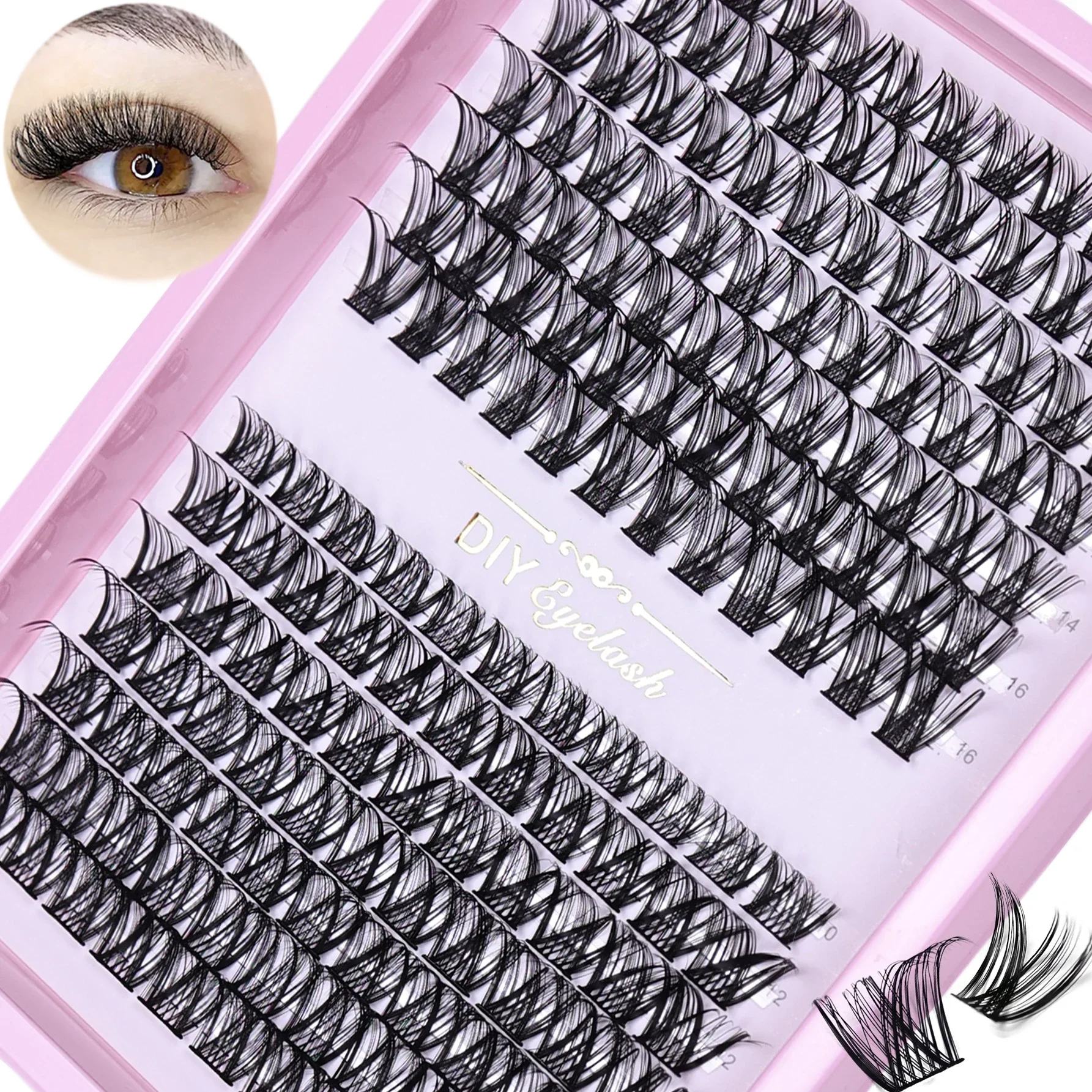 Lash Clusters 161pcs Cluster Lashes 10-16mm Wispy Individual Lashes Natural Look Lash D Curl Fluffy Cluster Lashes DIY Eyelash