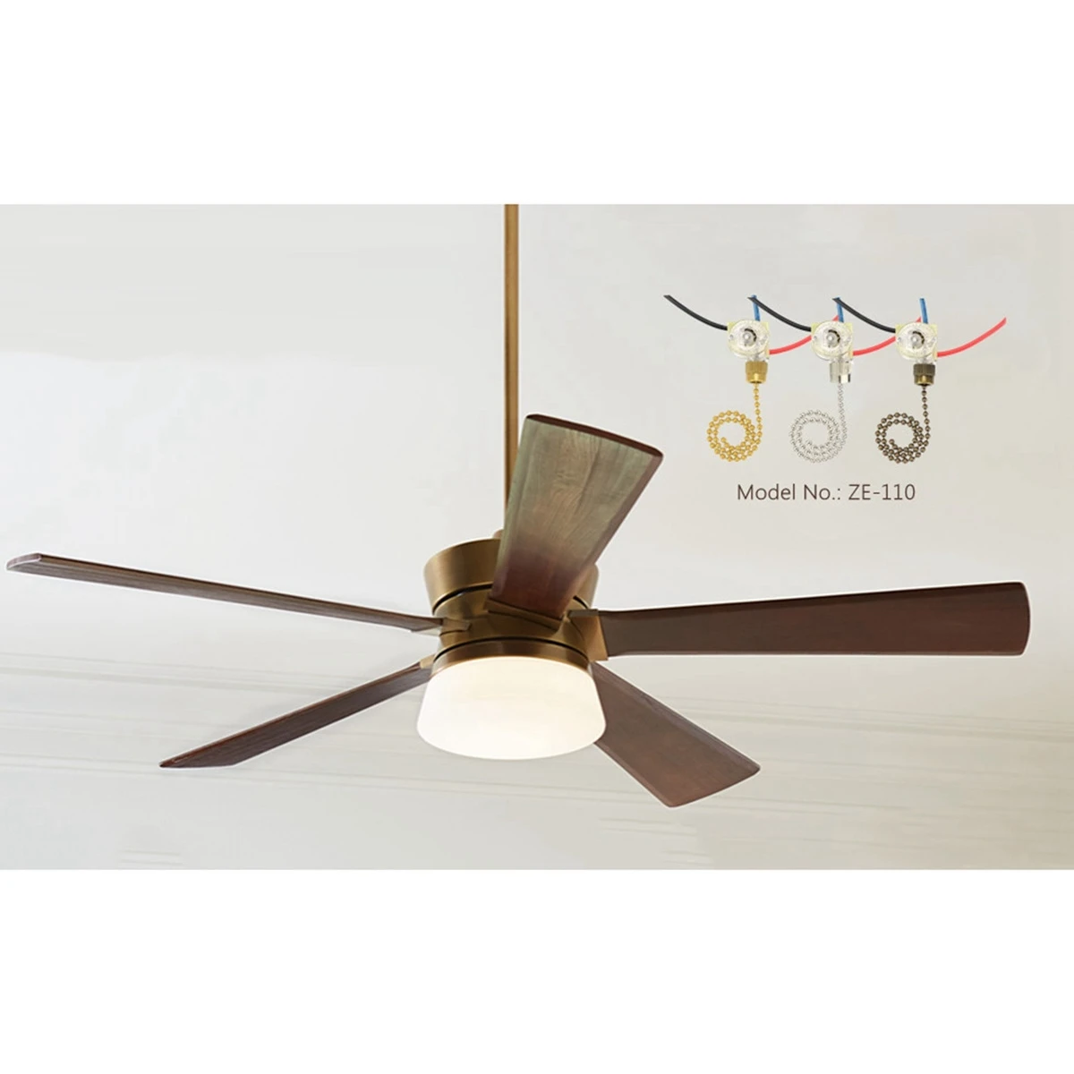 Interruttore della luce del ventilatore da soffitto da 3 pezzi Interruttore della ventola ZE-110 Interruttore della ventola a 3 vie Interruttore della catena da tiro a soffitto Sostituzione-AB09