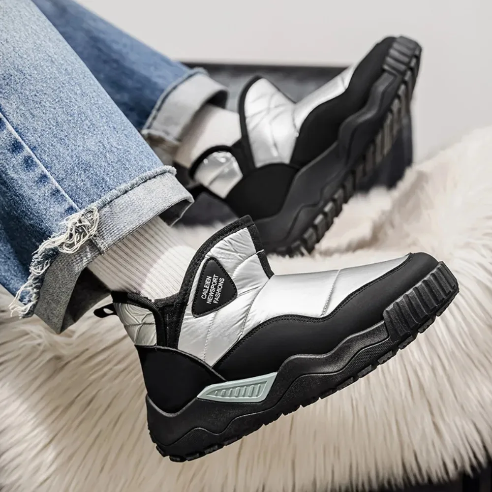 

Зимняя обувь, мужские высокие плюшевые теплые хлопковые туфли, качественные и модные морозостойкие уличные хлопковые ботинки, зимние сапоги