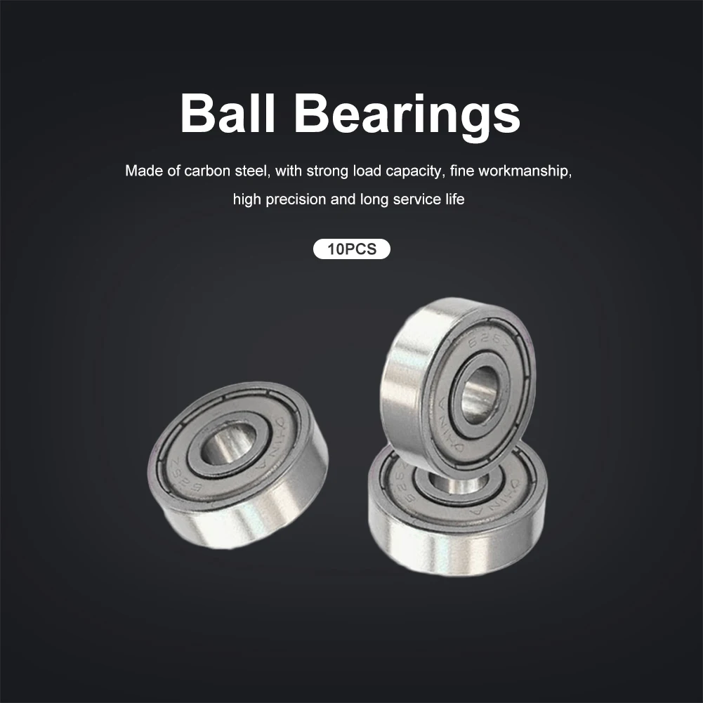 10-100pcs Ball Bearings 6x19x6mm 626zz Roller Skate Wheel Bearings Carbon Steel Miniature Ball Bearings Replacement Bearings