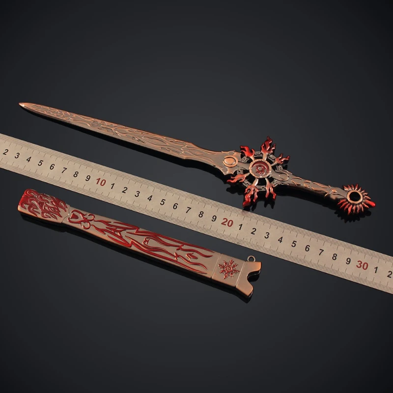 30ซม./11.81inอะนิเมะอุปกรณ์ต่อพ่วงGolden Lightหุ่นแสดงอายุดาบอาวุธโลหะคอลเลกชันตกแต่งPropsเครื่องประดับของเล่น