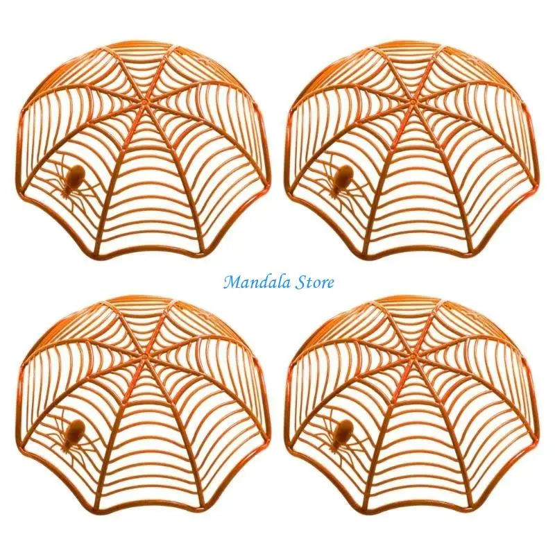 

U2JC Pack of 4 Delicate Spiderweb Candy Basket Versatile Candy Storage Basket Container Practical Tray Set for Snack Fruit