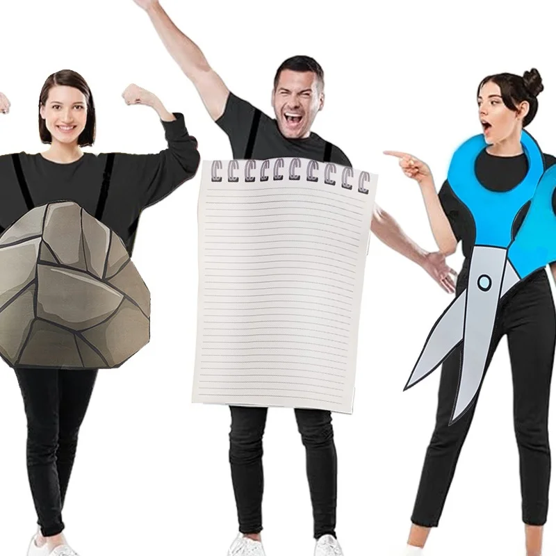 2025 novo loween diversão ro papel tesoura conjunto de jogo engraçado par bar desempenho traje étnico feminino desempenho palco