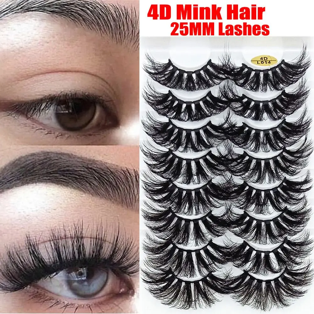 SKONHED 8 Pairs Makeup Tools Lange Volledige Volume Piekerige Pluizige Wimper Extension 4D Nertsen Haar Valse Wimpers 25mm Wimpers