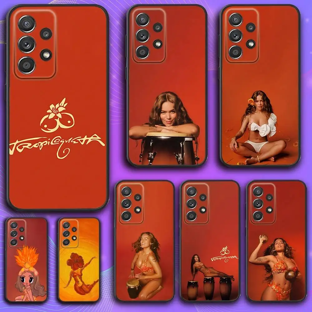 

K-Karol G Tropicoqueta Phone Case For Samsung S 25,24,23,22,30,21,10,9,Ultra,Plus,Lite,FE,4,5 G Soft Black Case