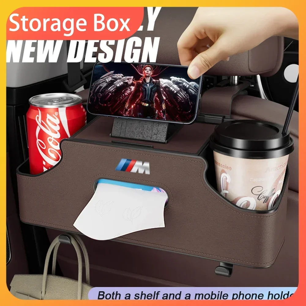 

4 In 1 Car Seat Back Cup Holder Storage Box Tissue Box With Hook Auto Backseat Organizer Car Phone Holder For BMW M E34 E36 E60