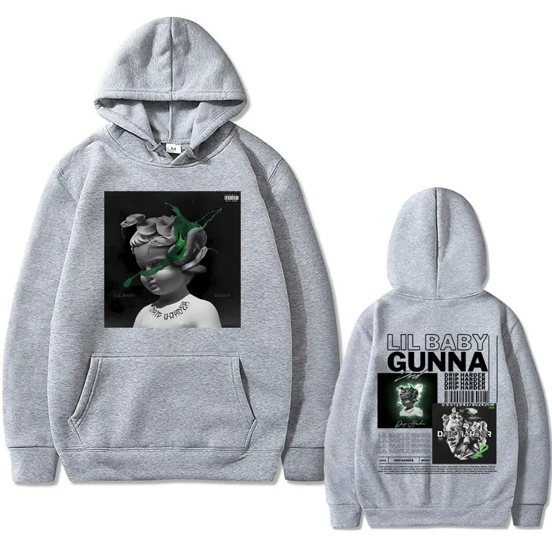 Rapper Lil Baby Gunna Drip Harder Music Album Graphics Hoodie Male Hip Hop Oversized Sweatshirt Streetwear Men\'s Vintage Hoodies