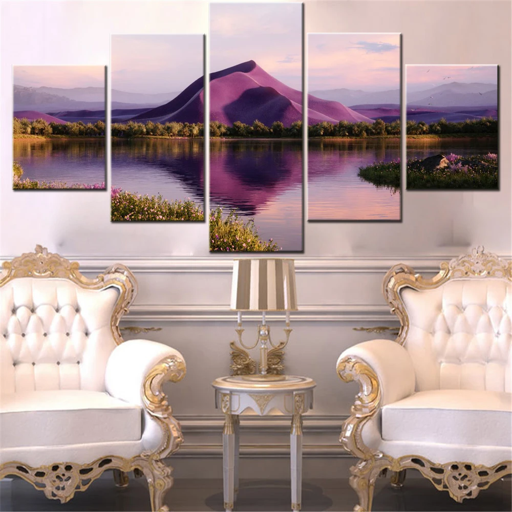 

5 Pieces Canvas Wall Arts Poster Painting Nature Majestic Landscape Wallpaper Home Decor Picture Printing Interior Artwork