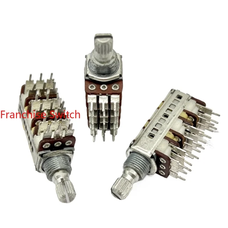 10PCS RK12 Six-line Potentiometer A10K*6 Axis Length 15MM Saw Tooth