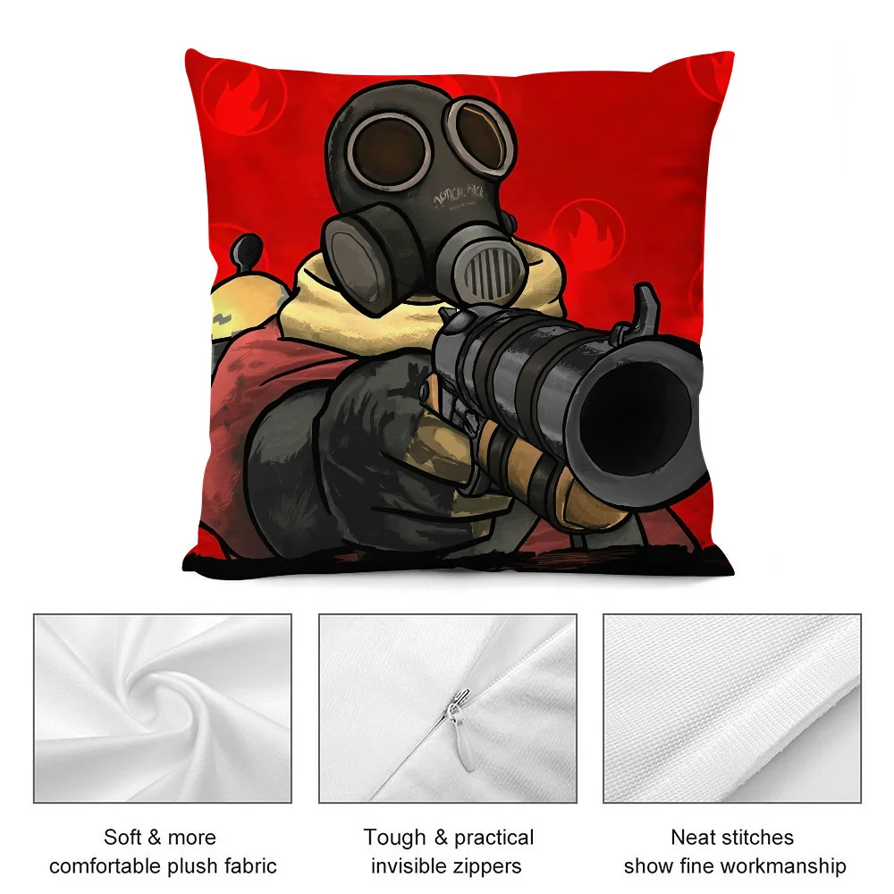 Tf2 Team F-Fortress 2 Pillow Case Short Plush Pillow Covers Sofa Decorative Gift Home Double-sided Printing Cushion Cover - Image 5