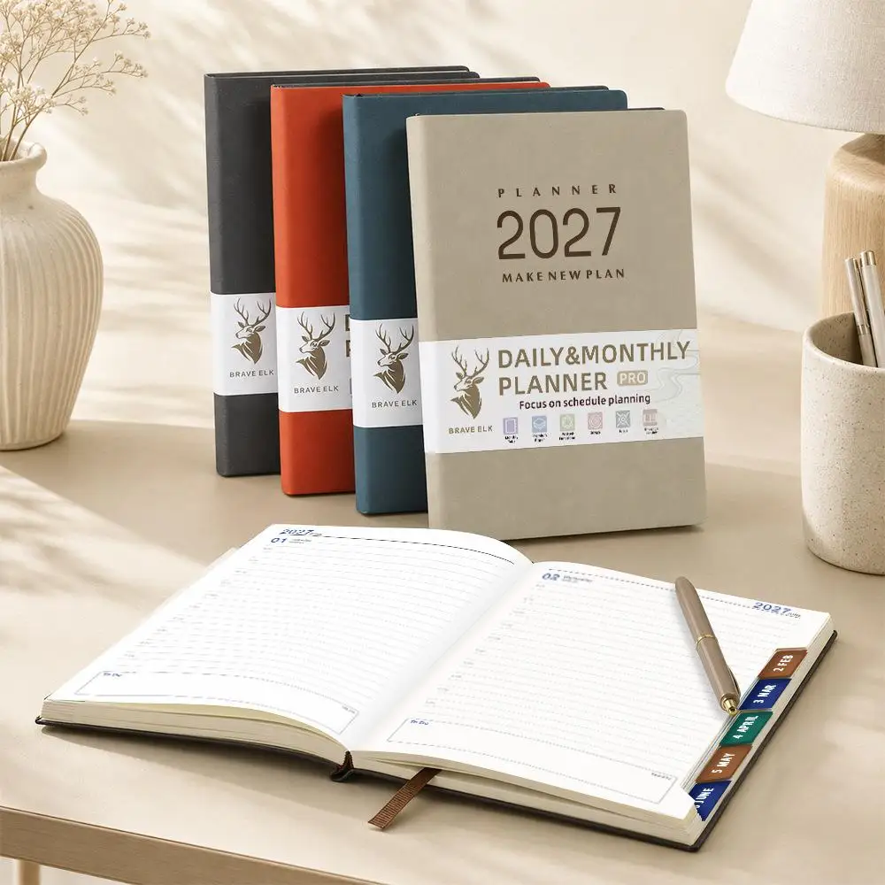 agenda-2027-planner-semanal-e-mensal-160-paginas-caderno-de-registro-diario-de-horarios-diario-de-autodisciplina-e-gestao-de-tempo