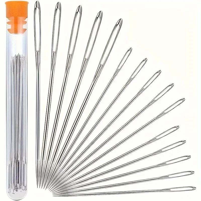 

15PCS DIY Craft Tools Large Eye Needles Steel Embroidery Cross Stitch Knitting Yarn Sewing Hand Crochet Hook Set Kit