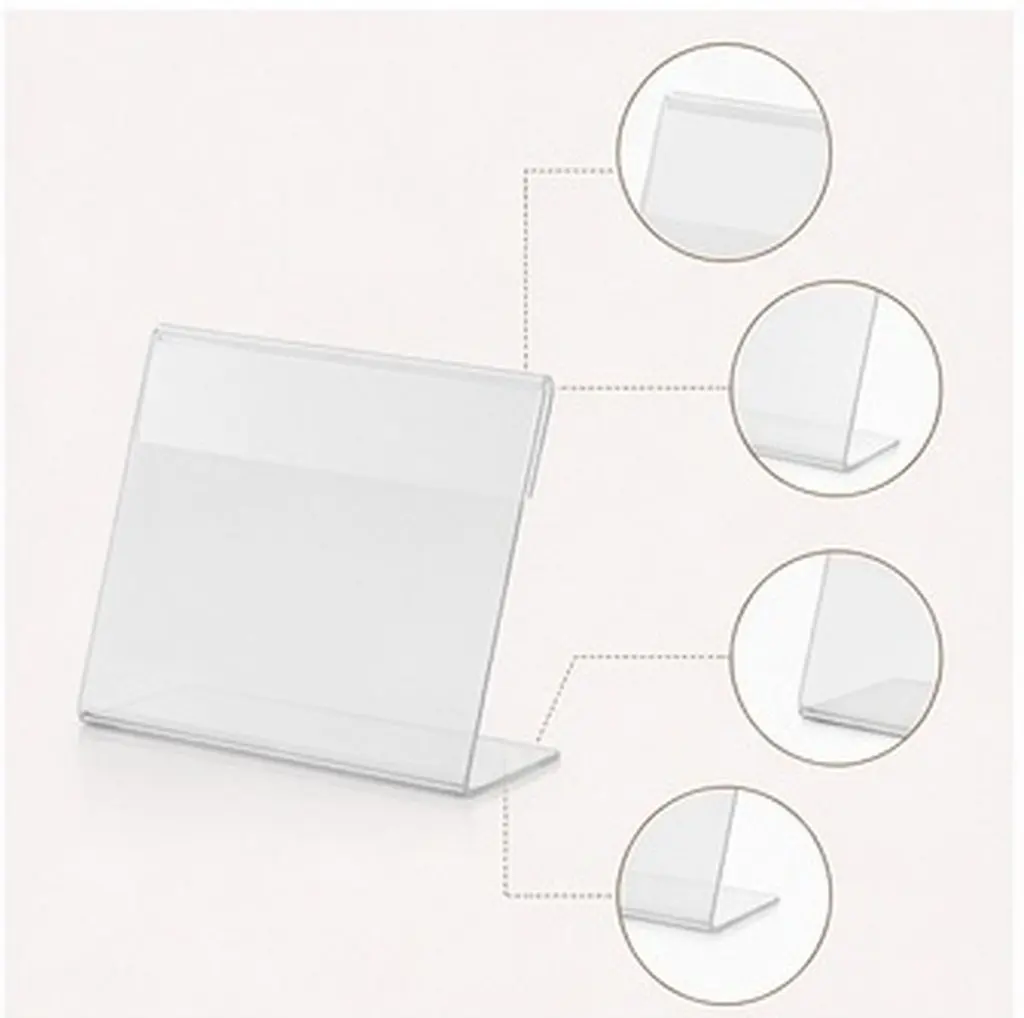 20Pcs Plastic Price Tag Holders Transparent L Shape Sign Holders for Retail Store Bakery Restaurant Price Display Holder