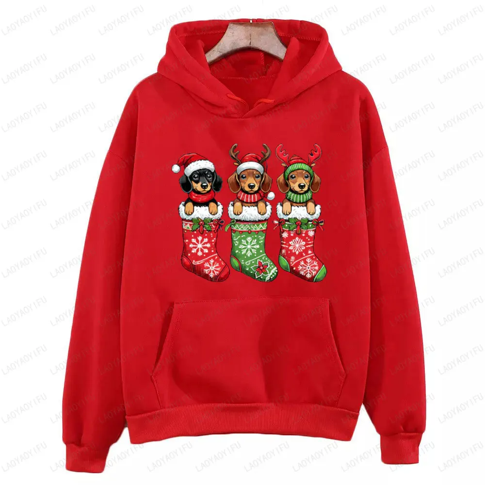2025 teckel noël graphique sweat belle chien amant sweat à capuche pour femme joyeux noël bas chapeau pull hauts cadeau