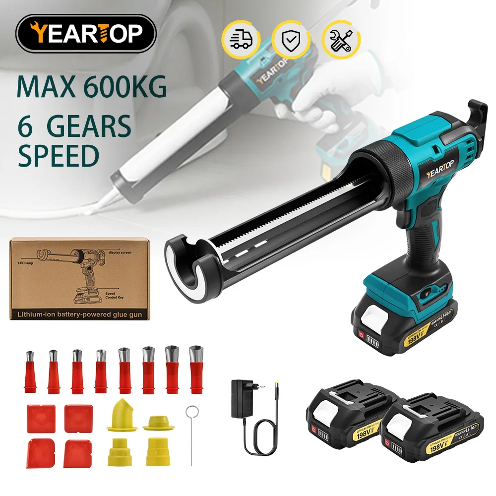 

YEARTOP 6 Speed Electric Glue Gun Glass Caulking Gun Sealant Cordless Electric Sewing Glue Power Tool for Makita 18V Battery YEA