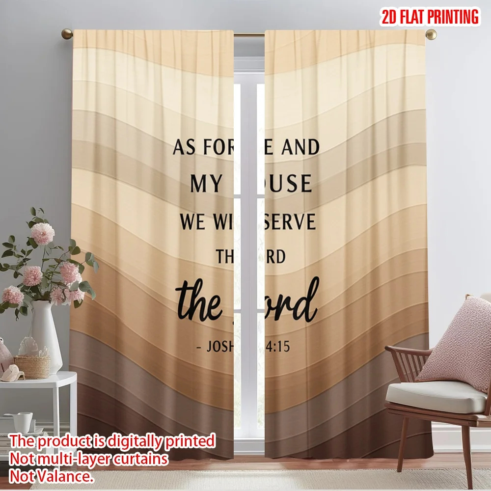 

2pcs 2D flat printing Drapes Joshua House Serve Lord Polyester Without Electricity Festive Wall Decor Use for Multipurpose Event