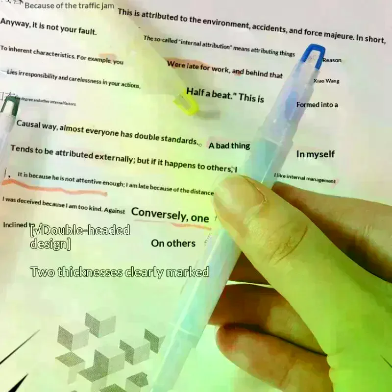 5Pcs Clear View Highlighter Pens Double Head Soft Light Colors Visible Tip For Precise Marking For Students, School And Office