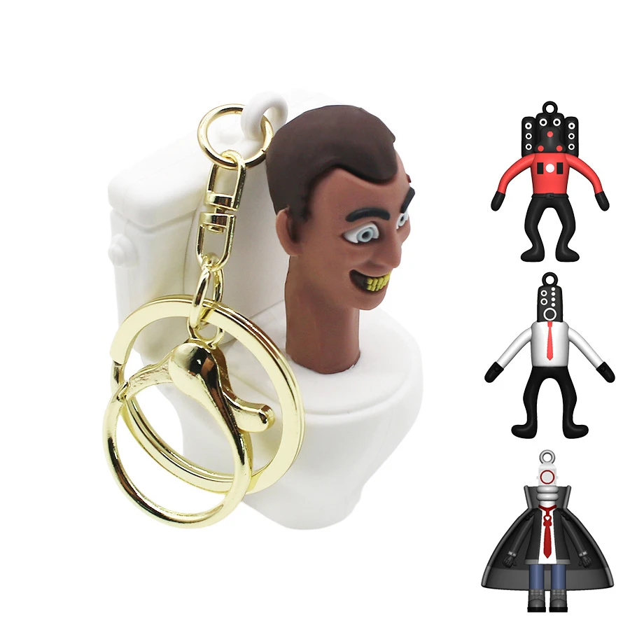 Skibidi Toilets Keychian Anime Toilet Man VS Monitor People Doll Figure Pendent Skibidi Bop Bop Yes Yes Key Chians Gift for Men