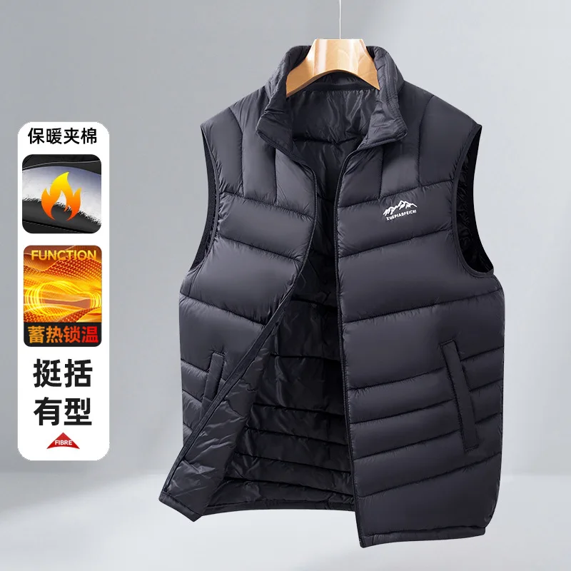 

Minsu 2023, осенне-зимний мужской жилет с 3D воротником-стойкой, универсальный ветрозащитный модный повседневный однотонный жилет с принтом