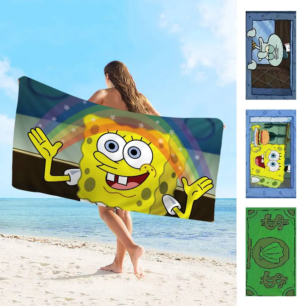 Animation S-Spongebob S-Squarepants Microfiber Beach Towel Absorbent Quick dry Soft Yoga Swimming Resort Mountain Climbing Towel