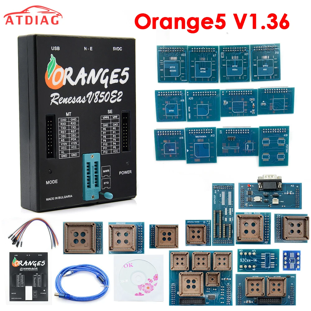 V1.36 Orange5 OEM Orange5 V1.36 ECU Programmer Orange5 Full Adapters V1.36 Orange 5 Universal Programer Orange5 Car Scanner