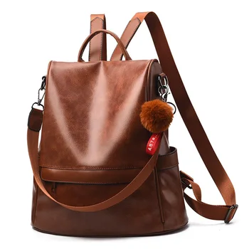 Mochilas Vintage, Mochila de hombro de cuero para mujer, mochilas antirrobo a la moda para mujer, bolsos de hombro de ocio de alta calidad, Mochila
