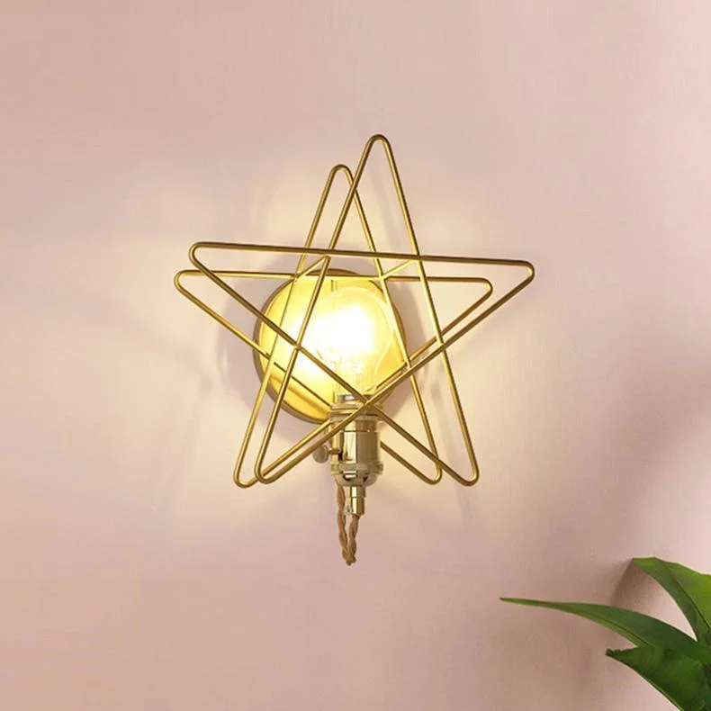 

Golden Five-pointed Star Bedside Wall Lamp Modern Concise Bedroom Balcony Aisle Corridor Decoration Wrought Iron Wall Lamp