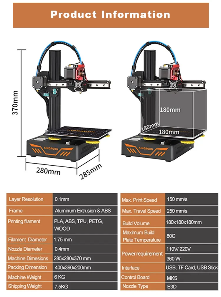 Hot Selling Filament Imprimante Easy Operate Multifunction  Machine For Plastic 3D Printer