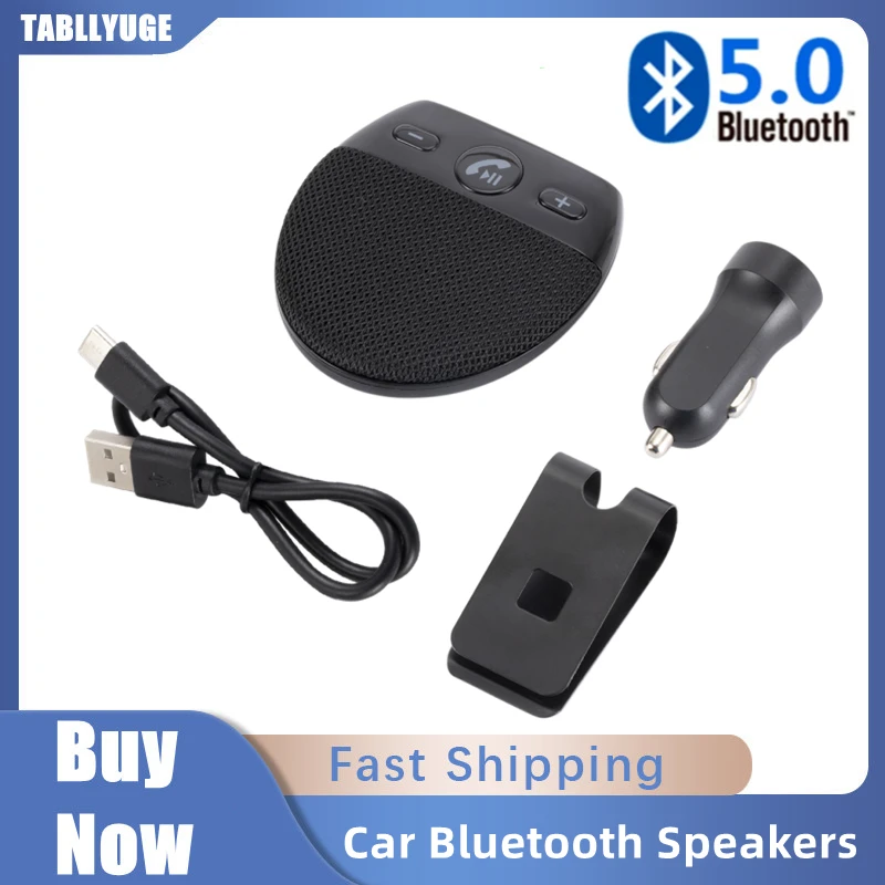 Car Bluetooth V5.0 Wireless Vehicle Car Speakers Compatible Hands-free Car Kit Bluetooth Speakerphone Sun Visor Car Accessories