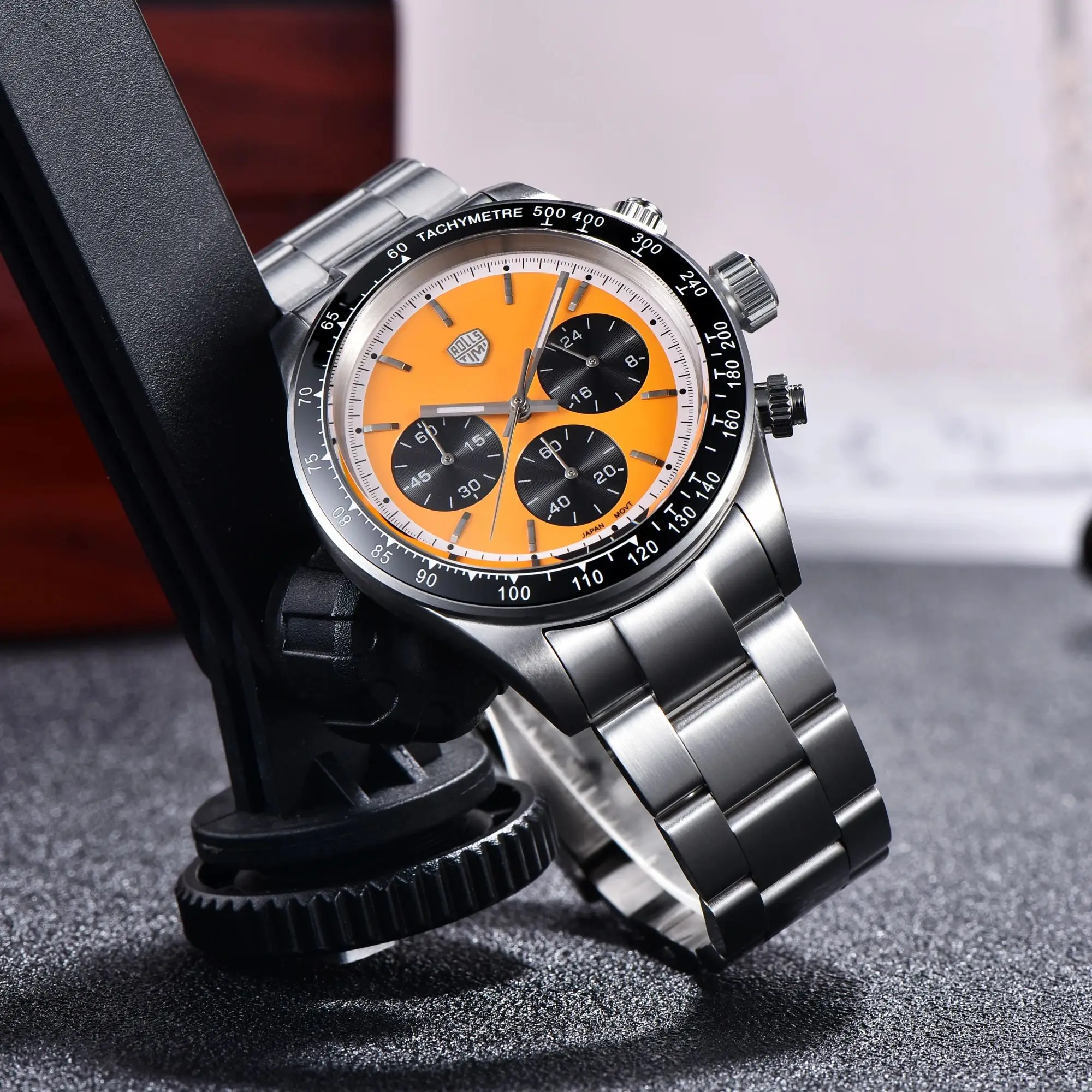 Rollstimi Retro Sport Chronograaf Luxe Quartz Horloge Voor Mannen VK63 Movt Roestvrij staal 100M Waterdicht Horloge Voor PAGANI ONTWERP