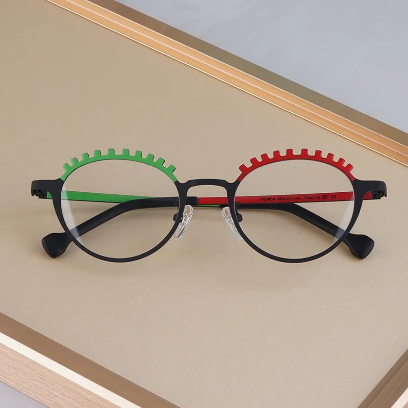 

Japanese Style Glasses Frames Handmade High Quality Titanium Oval Eyewear For Men Women Designer Eyeglasses Can customize lens