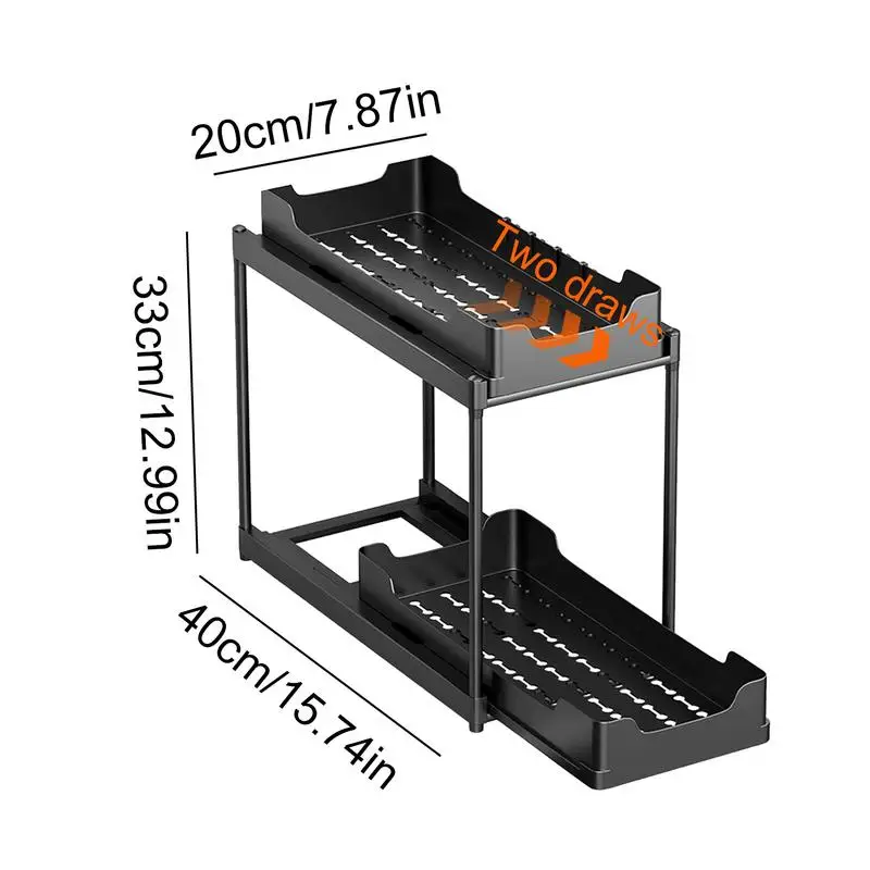 Organizer pod zlewem 2-poziomowy wysuwany organizer do szafki kuchennej z wysuwaną szufladą Wielofunkcyjny organizer pod zlewem dla