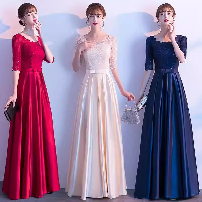 Adult Chorus Costume Female Dress Graduation Recitation Red Song Evening Host Long Women's Clothing