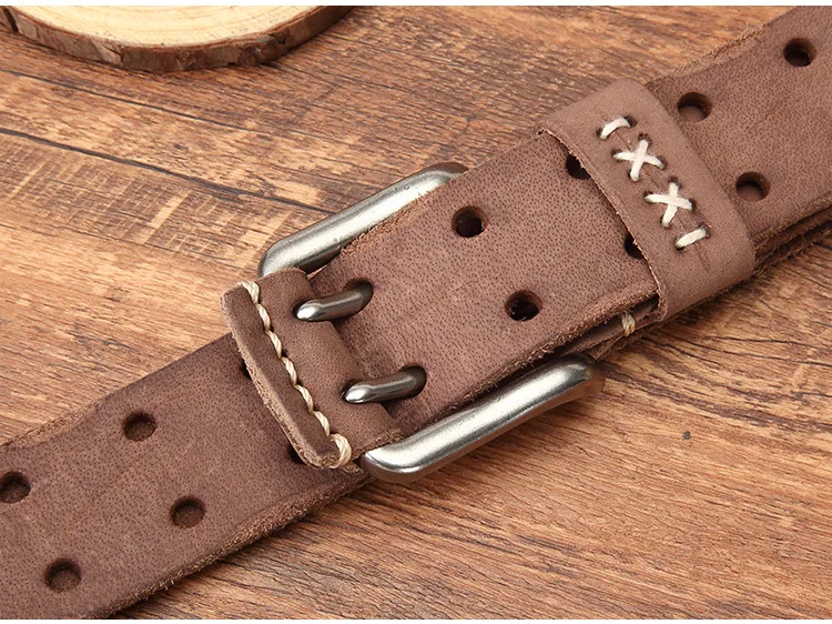 Genuine Cowhide Triple Prong Alloy Buckle Belt Smooth Gentle Leather Corrosion‑Proof Fitting Abrasion‑Resistant Strap Framework