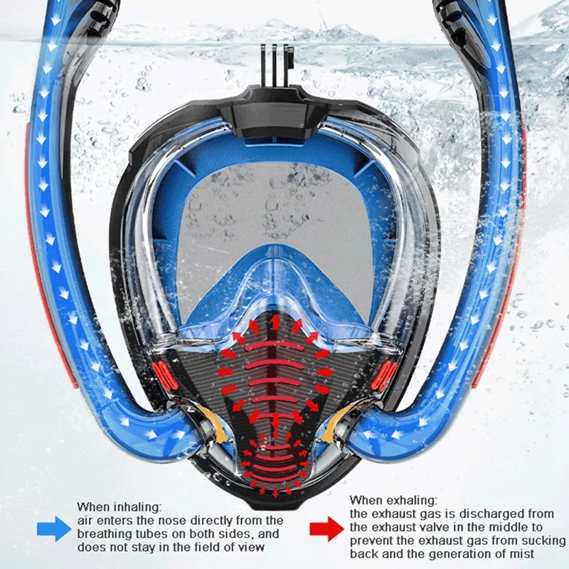 Masque de plongée en apnée en silicone à double tube, masque de natation adulte, lunettes de plongée sous-marine, masque respiratoire