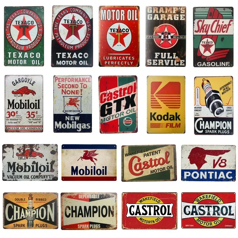 خمر سيارة الغاز النفط الحصاد الكلاسيكية الصدأ علامة معدنية متعددة القصدير تسجيل المرآب الجدار الديكور دراجة نارية إصلاح متجر الديكور #1