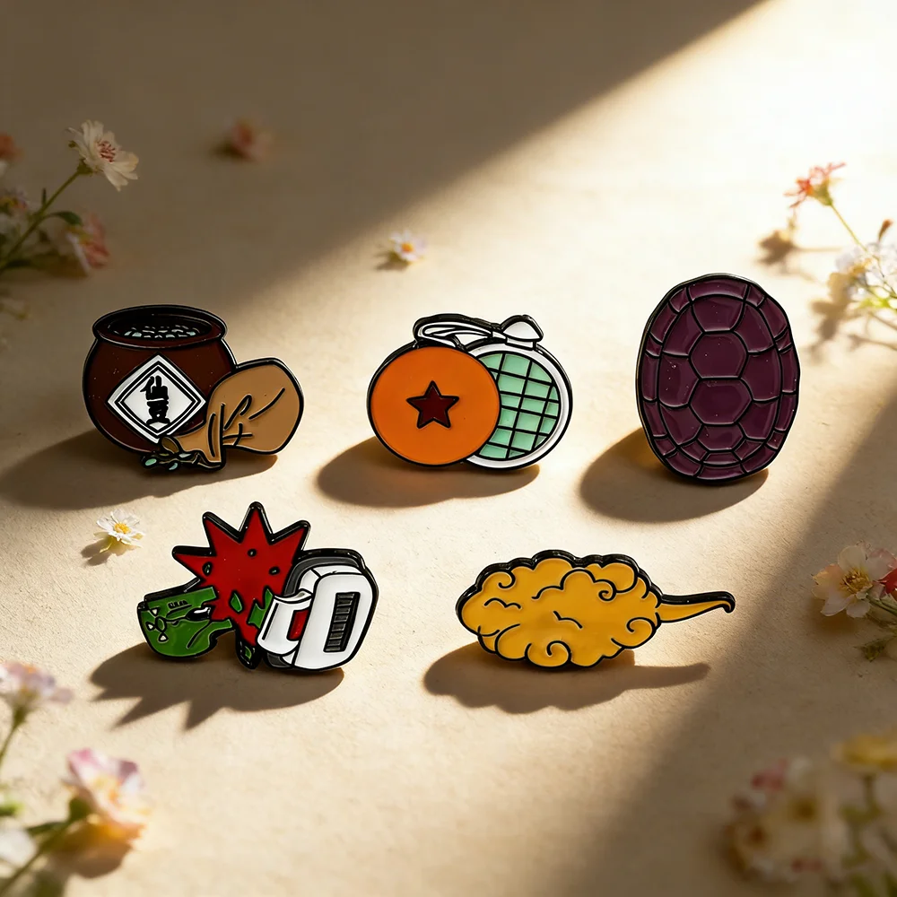 Pin de esmalte de Dragon Ball con el maestro Roshi y Son Goku - Joyería de metal para ropa y accesorios de mochila