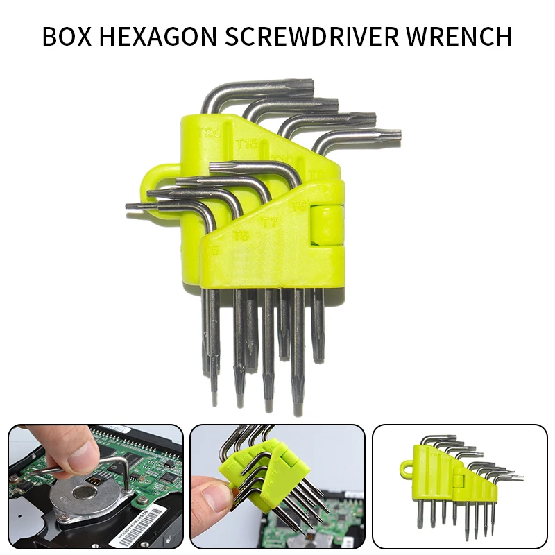 8 In 1 Hexagon Schroevendraaier Wrench Bit Set T5-T20 Wrench Tool Kit CR-V Star Key Wrench Torx Schroevendraaier Kit Met draaghouder