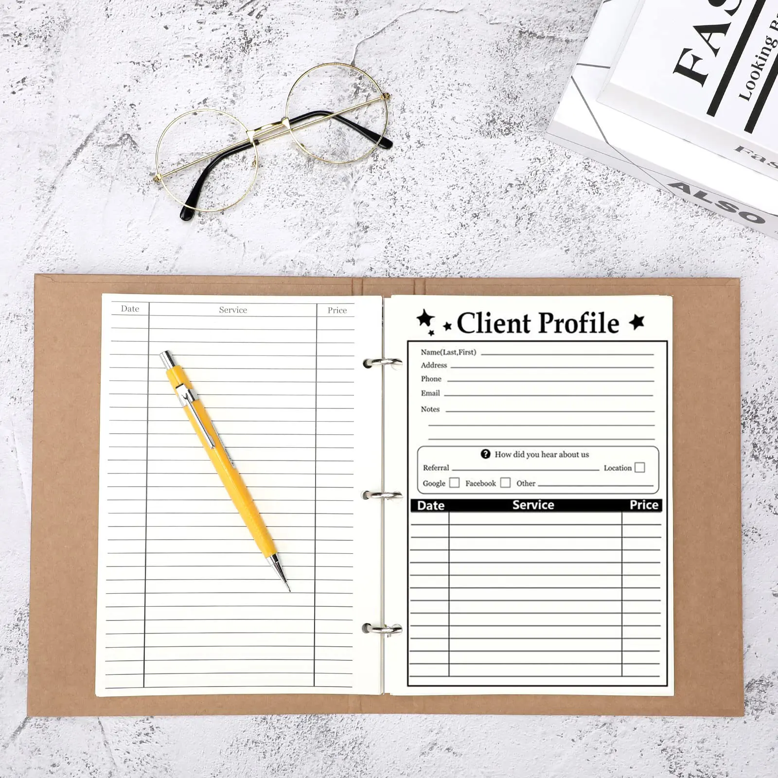 10 قطع من بطاقات بيانات العملاء، بطاقات بيانات العملاء ذات 3 فتحات، مناسبة لمصففي الشعر والصالونات وبطاقات العملاء لبيانات الأعمال السباية. #1