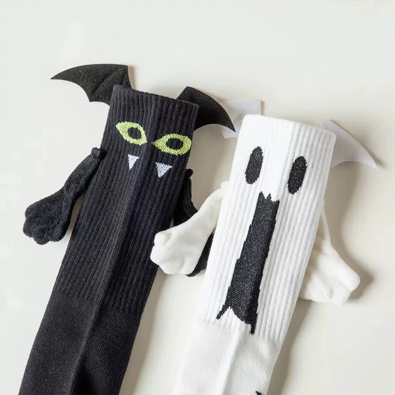 Halloween Socks Spooky Hand-holding Hands Socks Creative Cute Bat Socks Mid-calf Socks