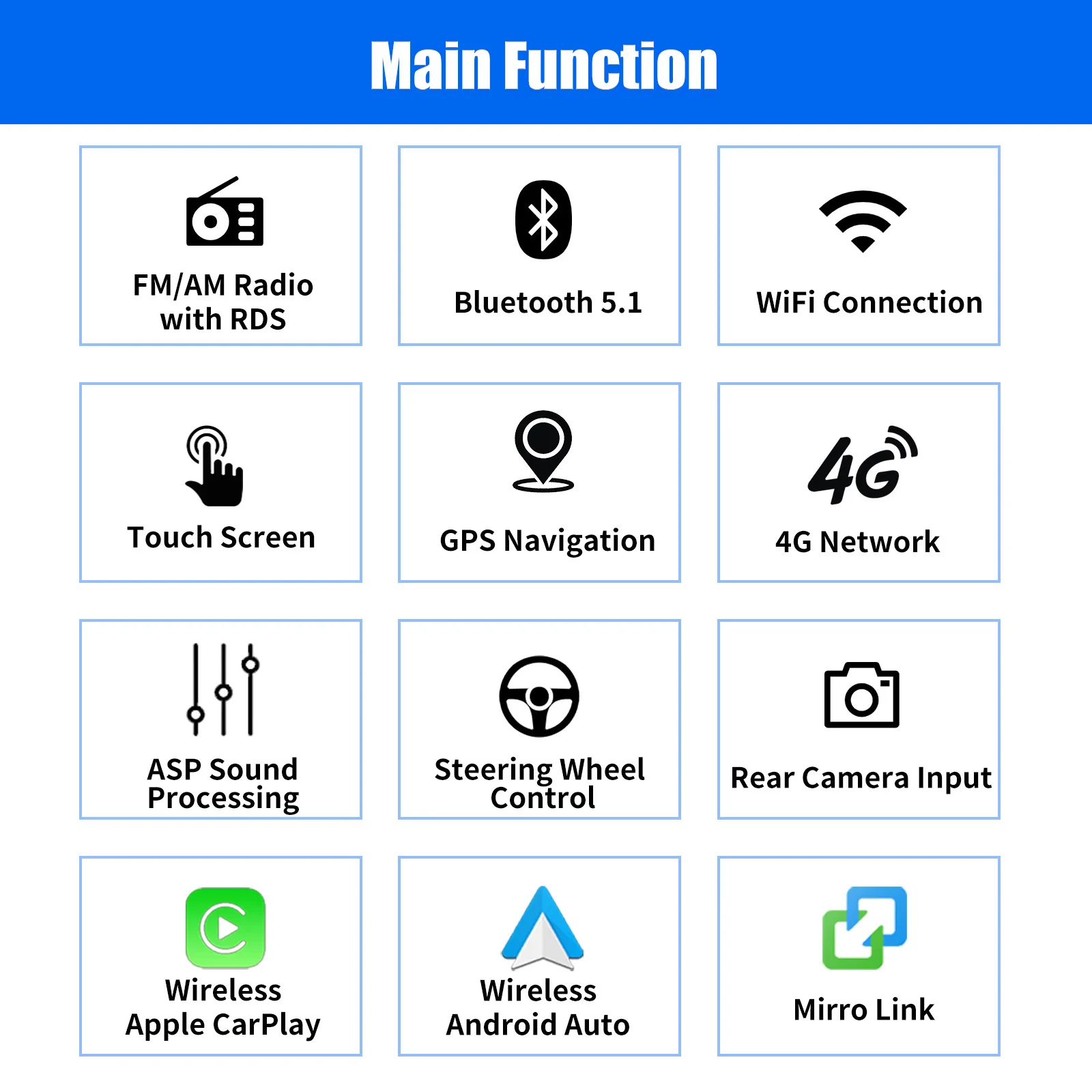 ESSGOO 7 "Android15 6 + 128G Autoradio 1 DIN شاشة لمس قابلة للسحب يدويًا 4G Carplay RDS EQ GPS NAVI WIFI BT FM #2