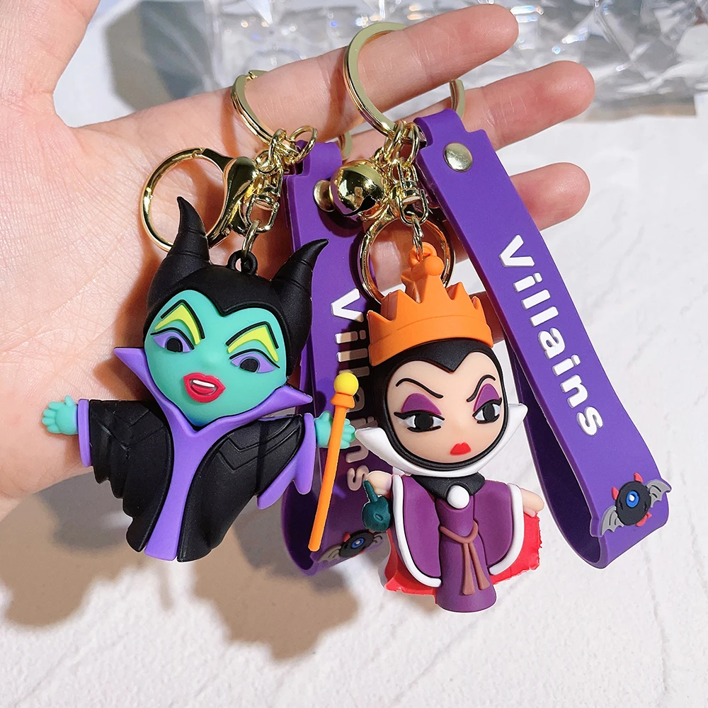 Disney Villains Wicked Witch Keychains Ursula Cruella Maleficent Anime Cartoon Car Keyring Bag Hanging Jewelry Christmas Gifts