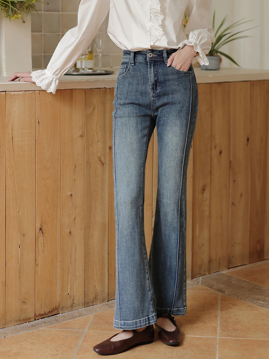 

MUNNS облегающие джинсы с высокой талией и высокой талией, женские джинсовые джинсы с зауженной талией, синие эластичные осенние дизайнерские утягивающие брюки