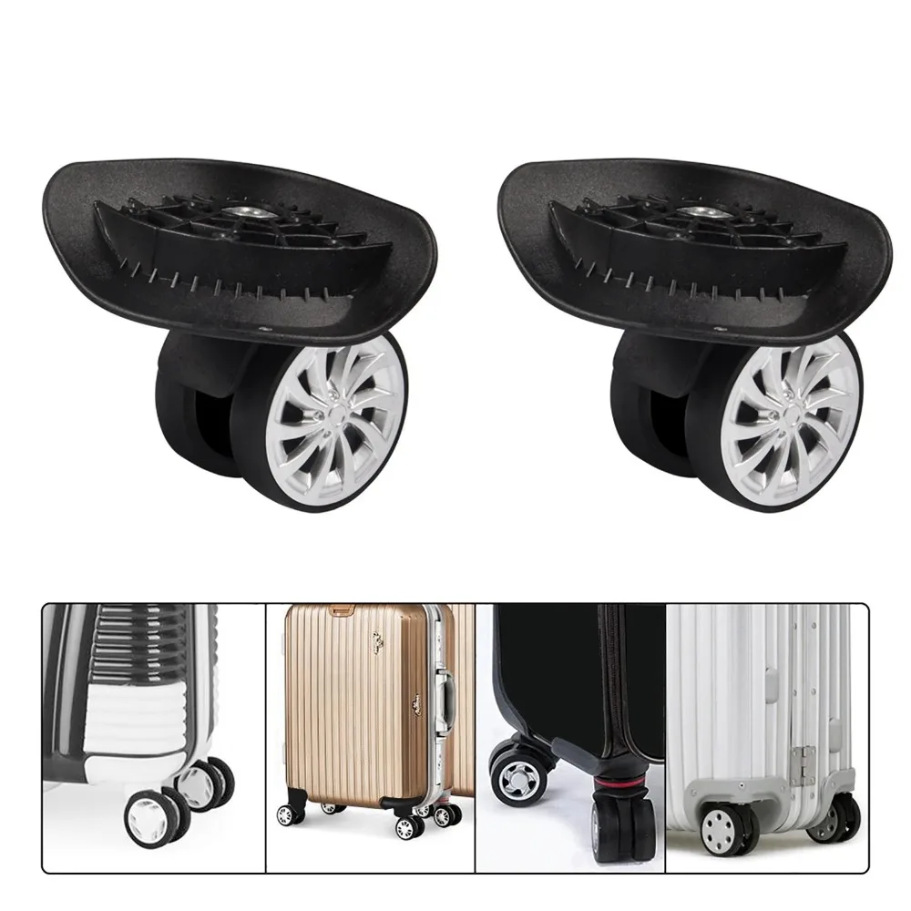 1Pair Durable PP+PET Swivel Wheel Replacement 360 Rotating Black Suitcase Wheels Travel Suitcase Wheels Outdoor Use