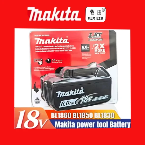 

100% original Makita power tool 6.0Ah battery, for Makita BL1840 BL1830 BL1830B BL1850 BL1850B original rechargeable battery