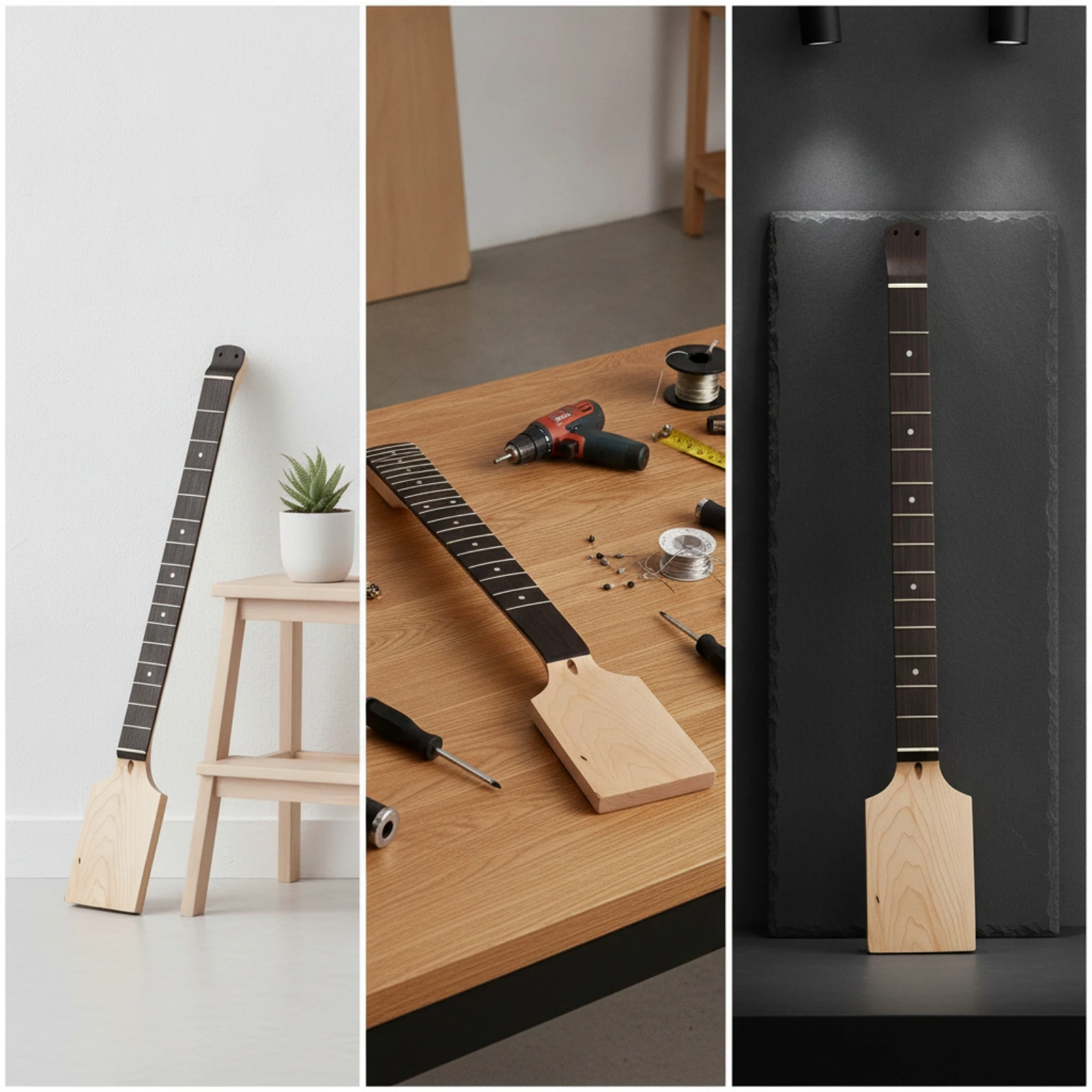 Unfinished Electric Guitar Neck Smooth Musical Instrument Part for Luthier