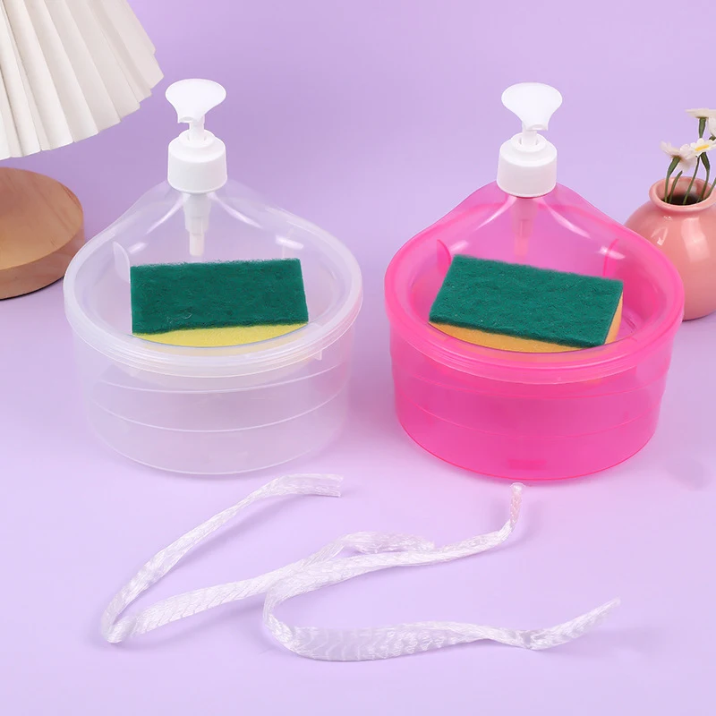 New Kitchen Detergent Dispenser Soap Holder Press Type Automatic Liquid Outlet Box Accessories Dishwasher Brush Combination