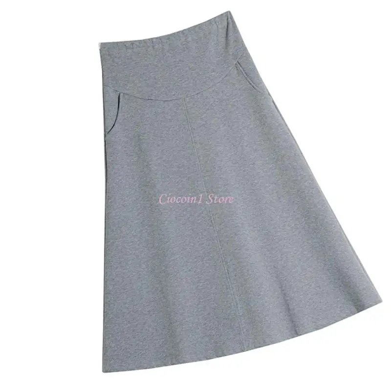 

Y1UB трапециевидная юбка для беременных с регулируемой эластичной резинкой на талии, уютная юбка-миди из хлопчатобумажной ткани,