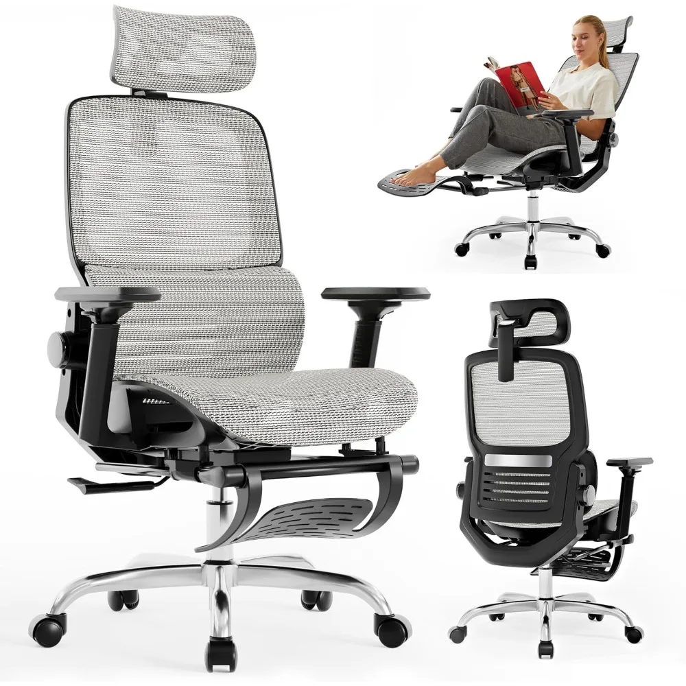 

Ergonomic Office Chair, High Back Desk Chairs With Retractable Footrest, Breathable Mesh, Adjustable Headrest,